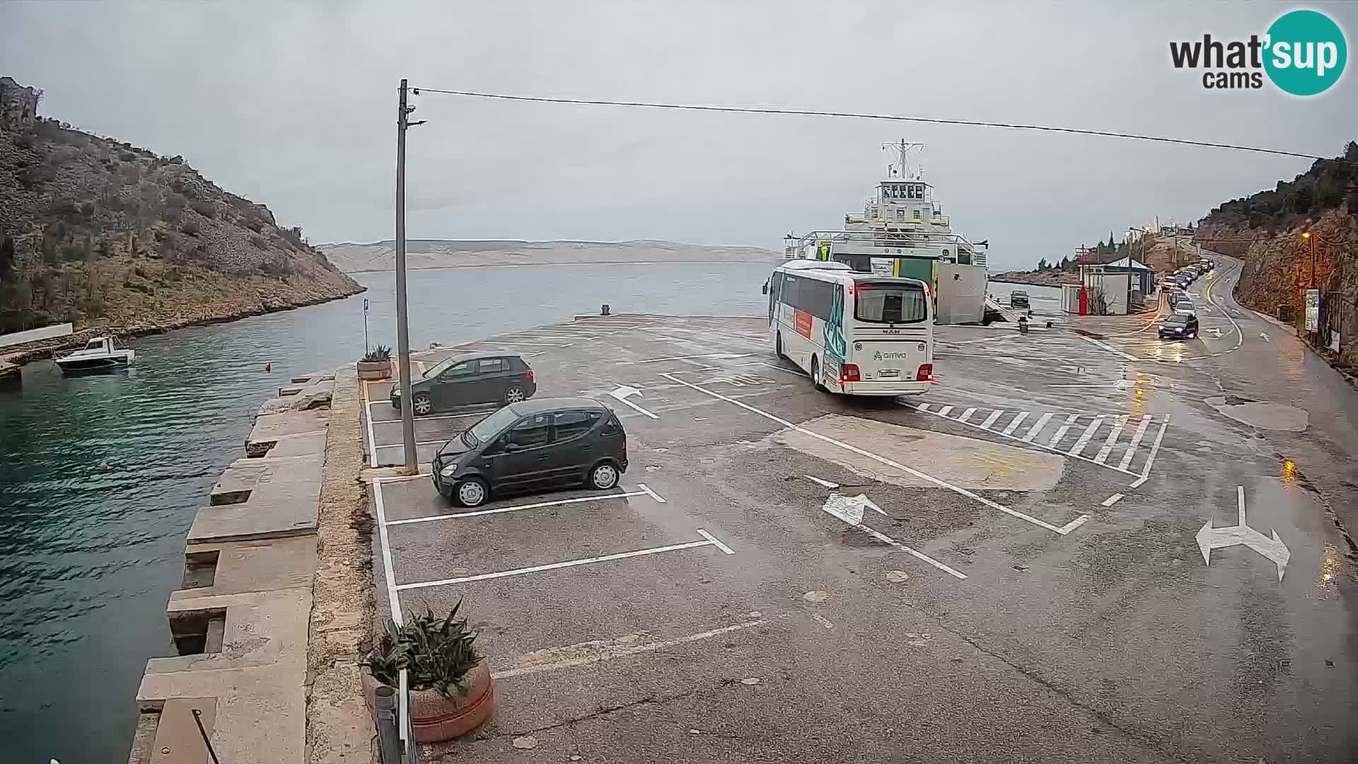 Webcam port de ferry de Prizna – vers l’île de Pag