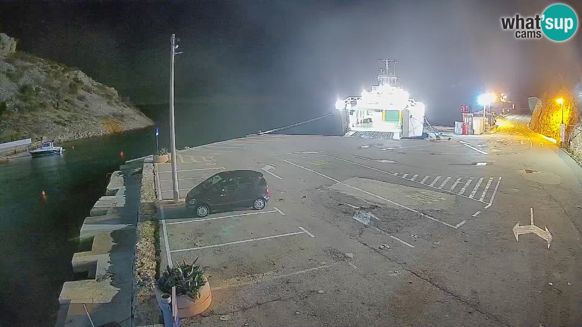Webcam del puerto de ferris de Prizna – hacia la isla de Pag