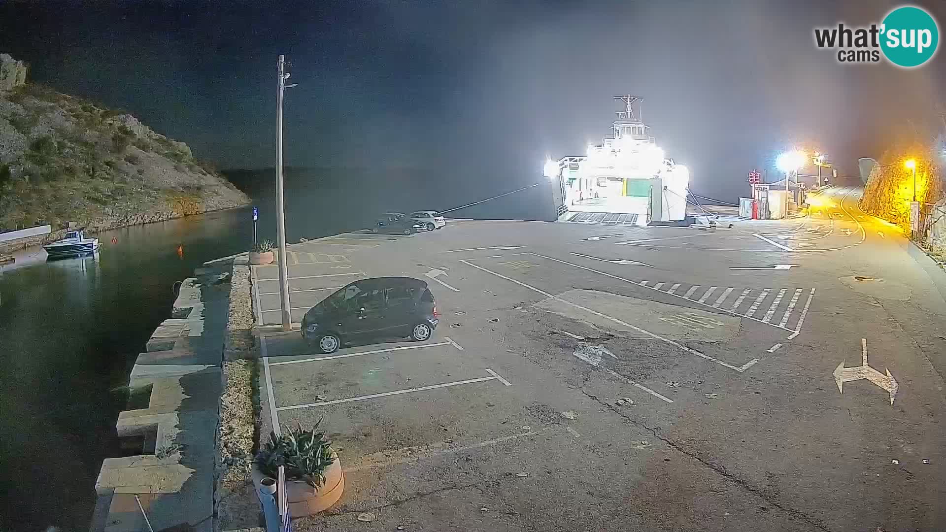 Webcam del puerto de ferris de Prizna – hacia la isla de Pag