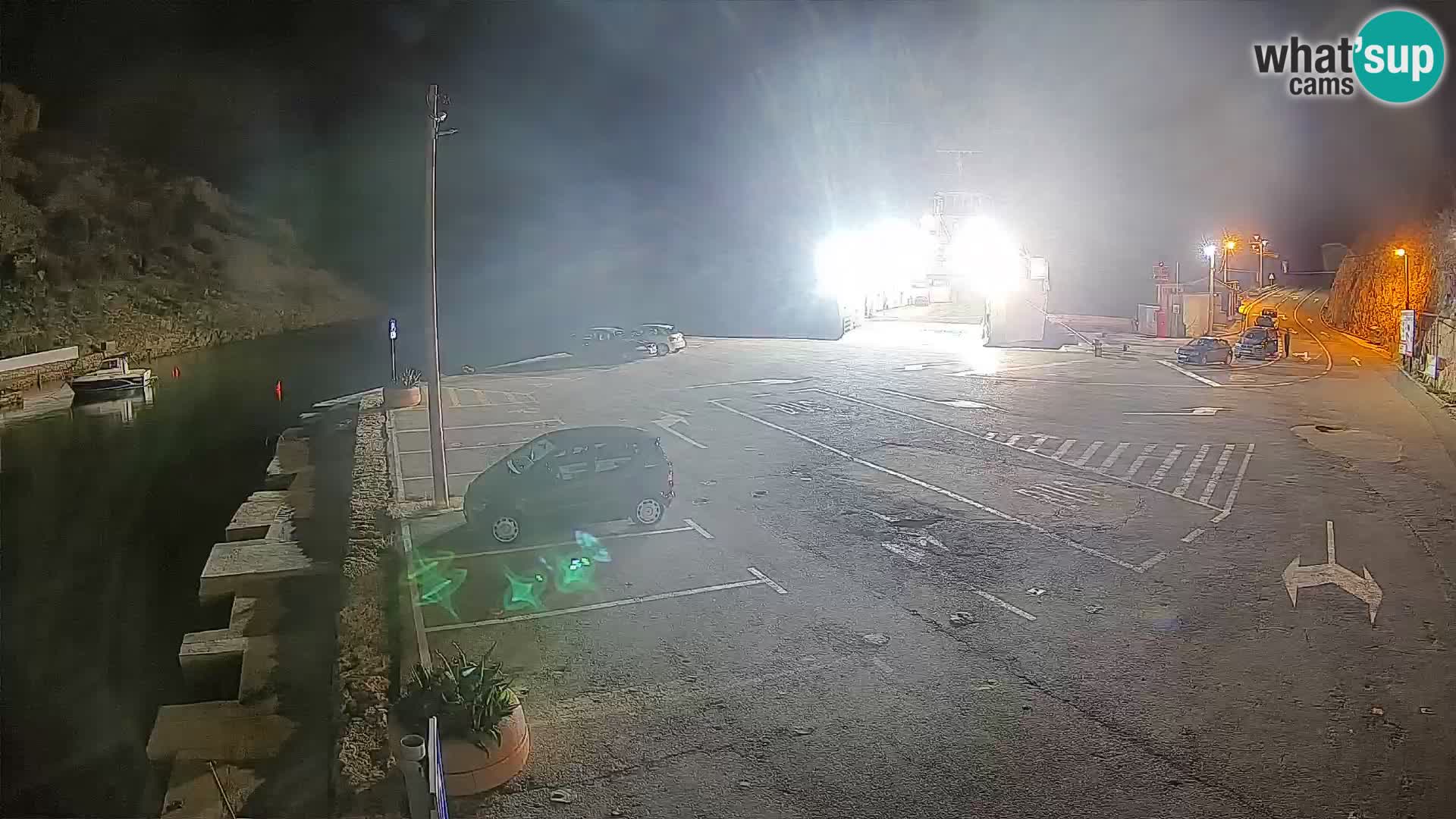 Webcam del puerto de ferris de Prizna – hacia la isla de Pag