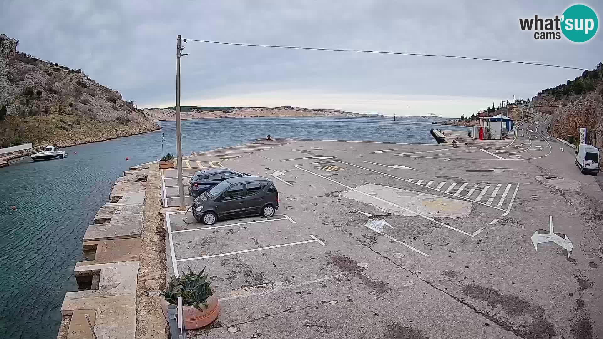 Webcam port de ferry de Prizna – vers l’île de Pag