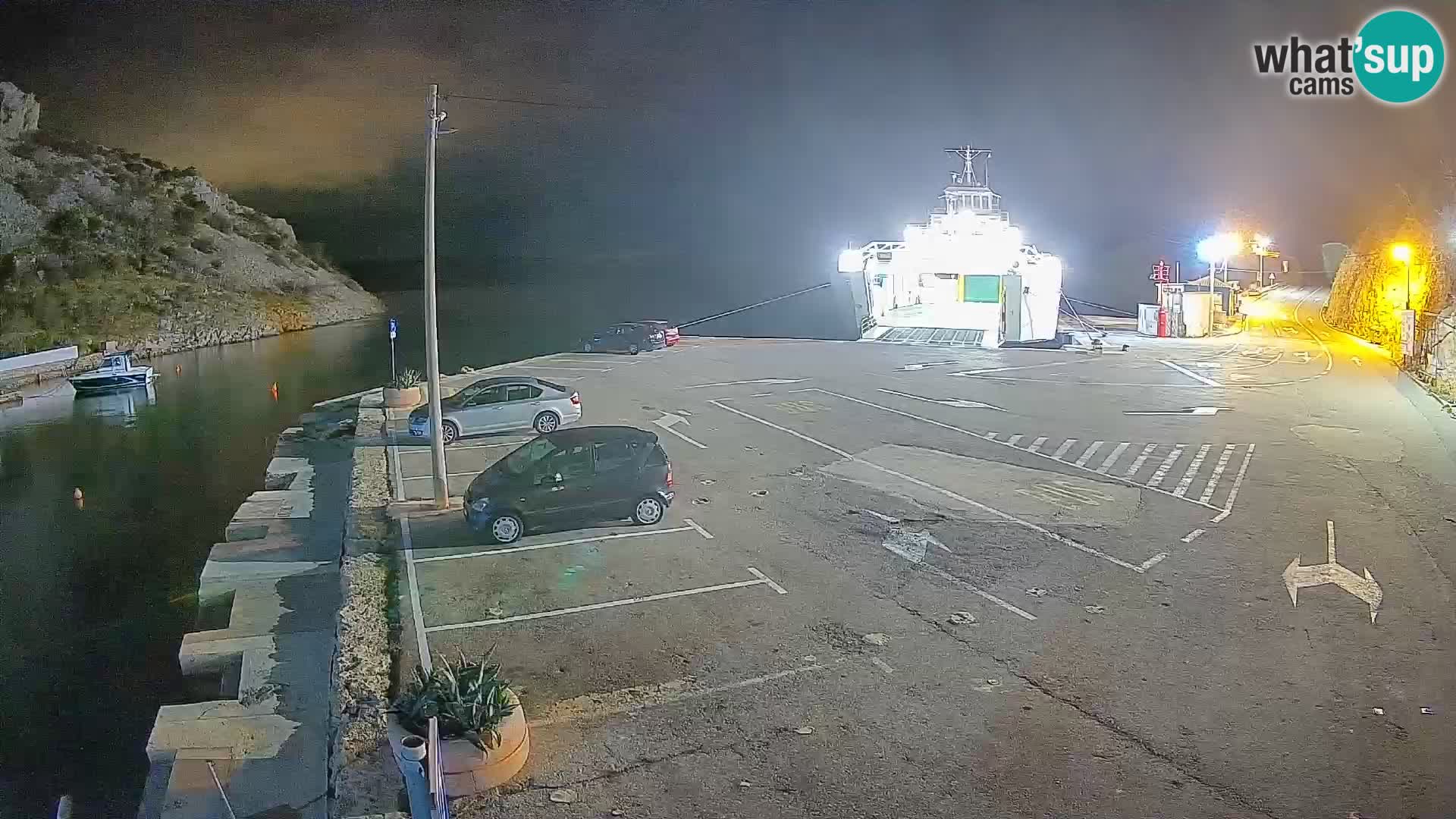 Webcam del puerto de ferris de Prizna – hacia la isla de Pag