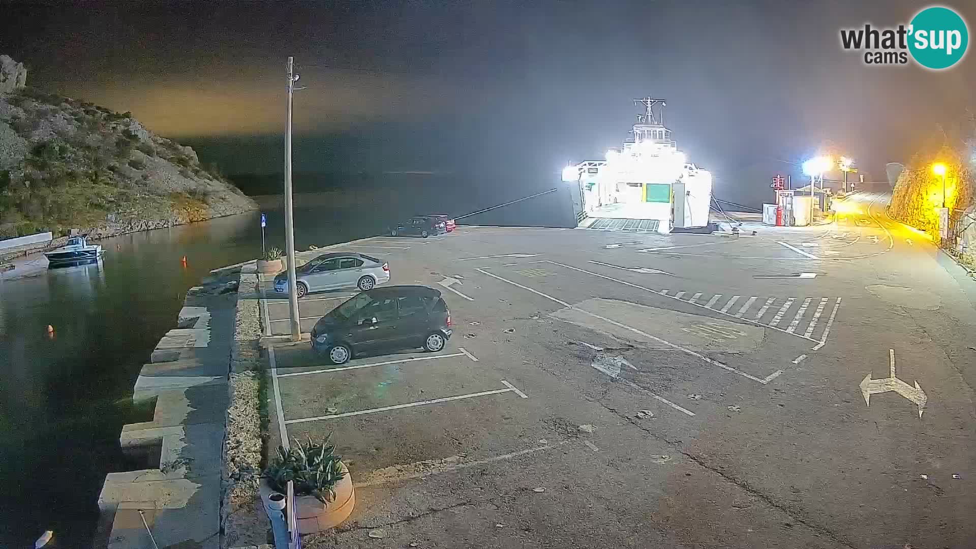 Webcam del puerto de ferris de Prizna – hacia la isla de Pag