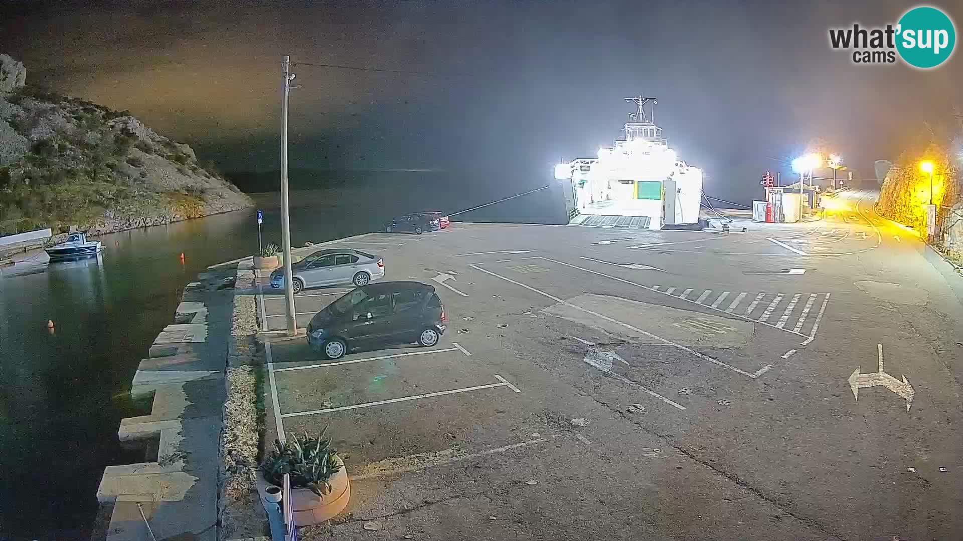 Webcam del puerto de ferris de Prizna – hacia la isla de Pag