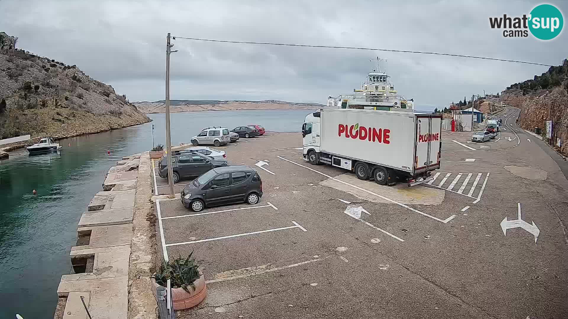 Webcam port de ferry de Prizna – vers l’île de Pag