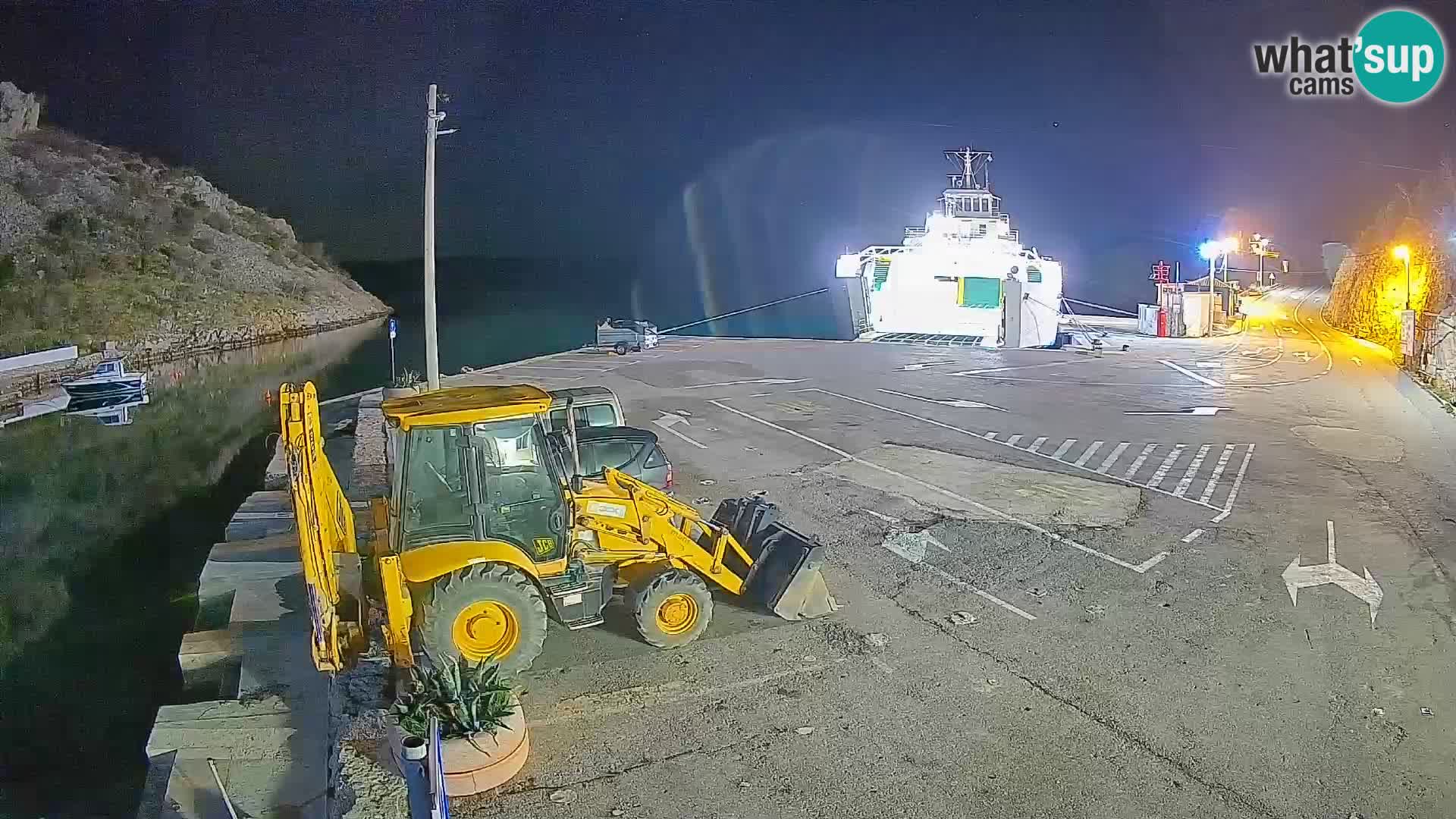 Webcam del puerto de ferris de Prizna – hacia la isla de Pag