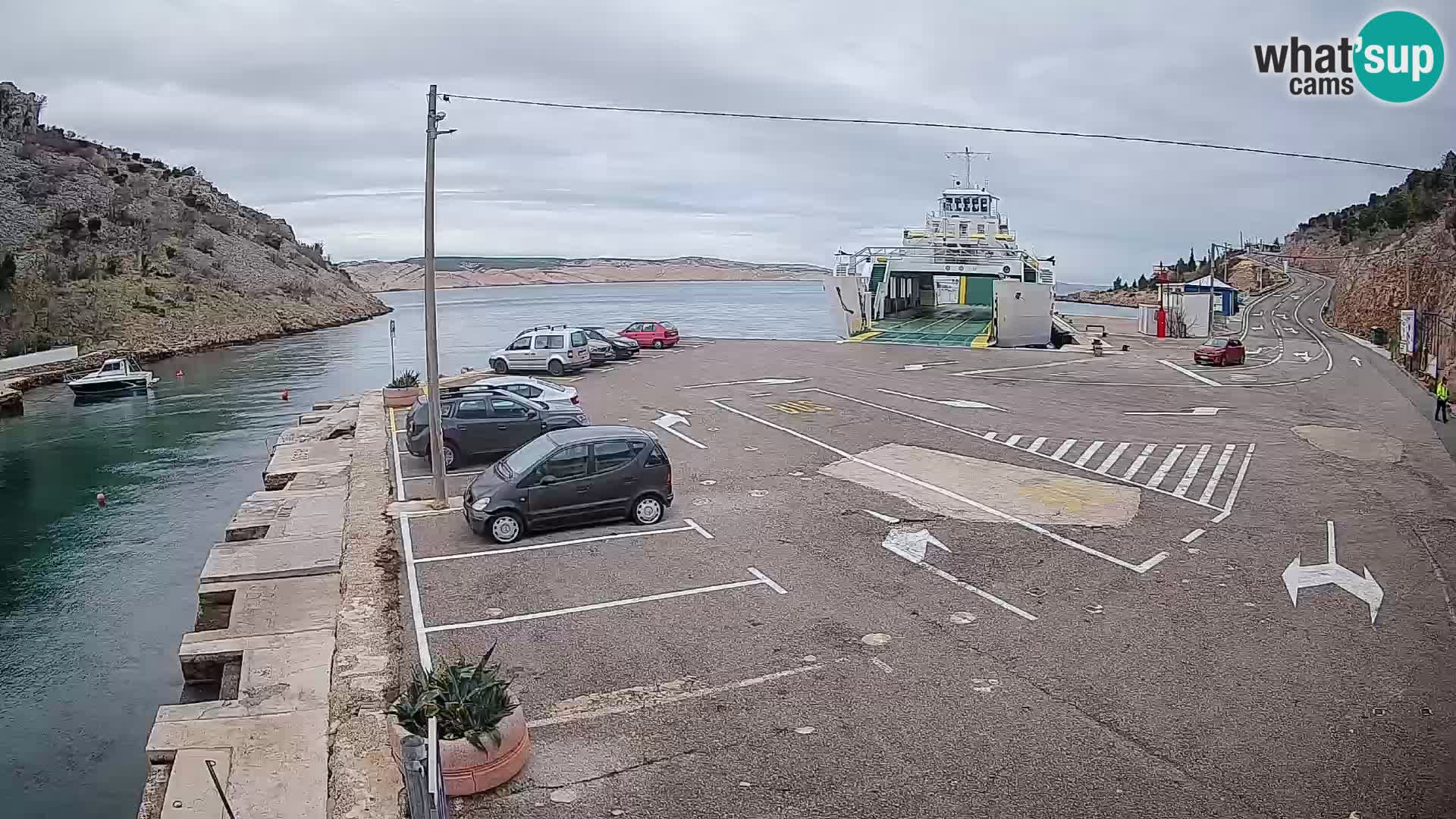 Webcam port de ferry de Prizna – vers l’île de Pag