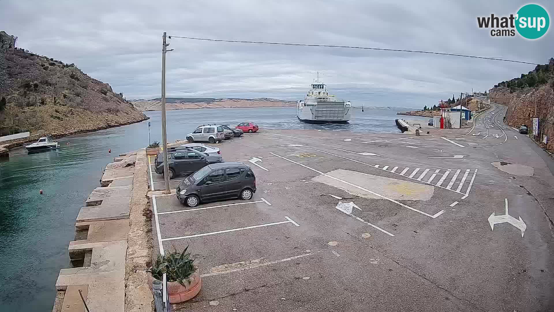 Webcam port de ferry de Prizna – vers l’île de Pag