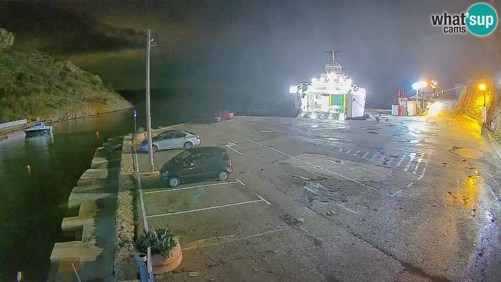 Webcam del puerto de ferris de Prizna – hacia la isla de Pag