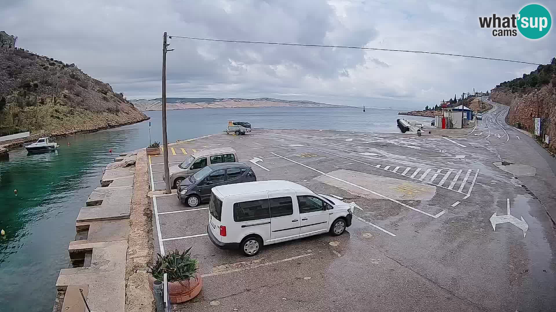 Webcam port de ferry de Prizna – vers l’île de Pag