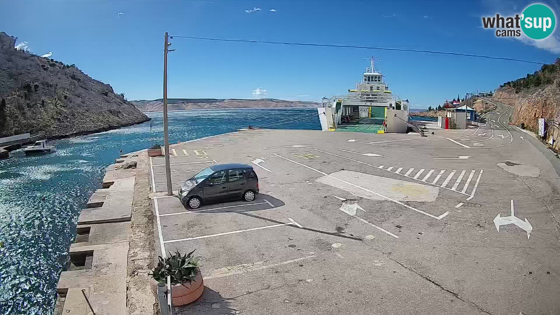 Webcam port de ferry de Prizna – vers l’île de Pag