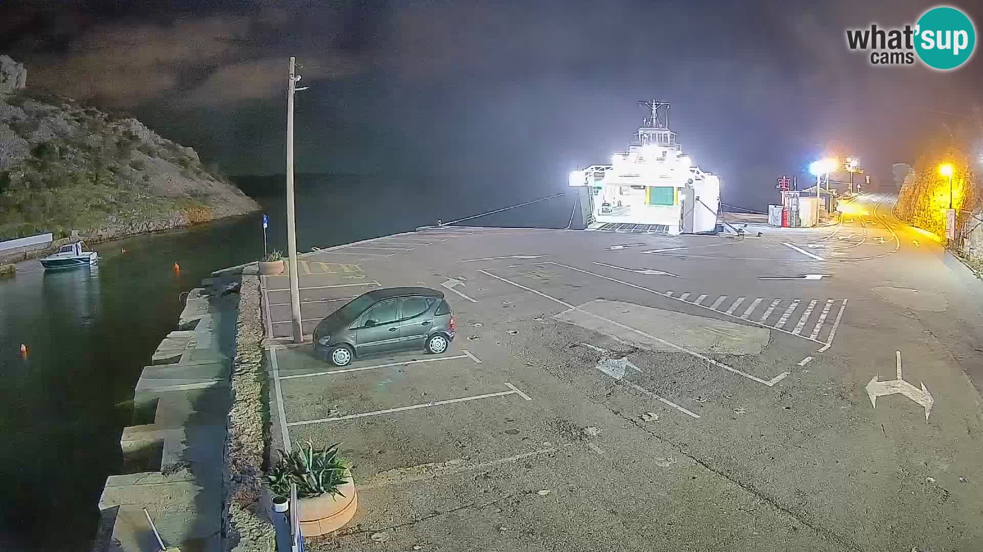 Webcam del puerto de ferris de Prizna – hacia la isla de Pag