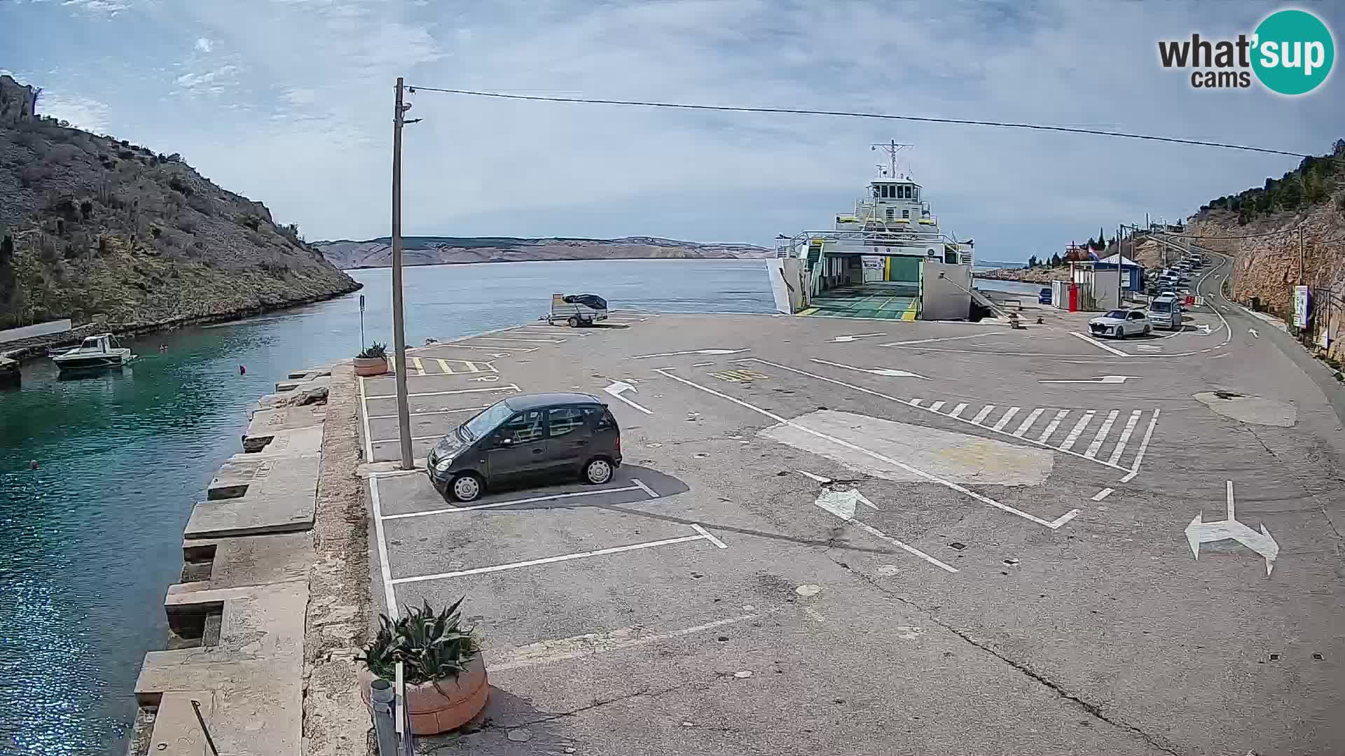 Webcam port de ferry de Prizna – vers l’île de Pag