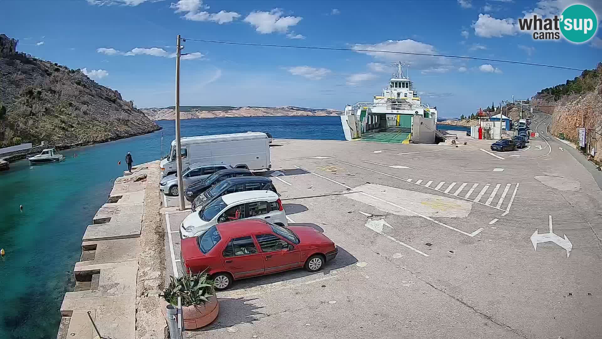 Web kamera trajektna luka Prizna – prema otoku Pag