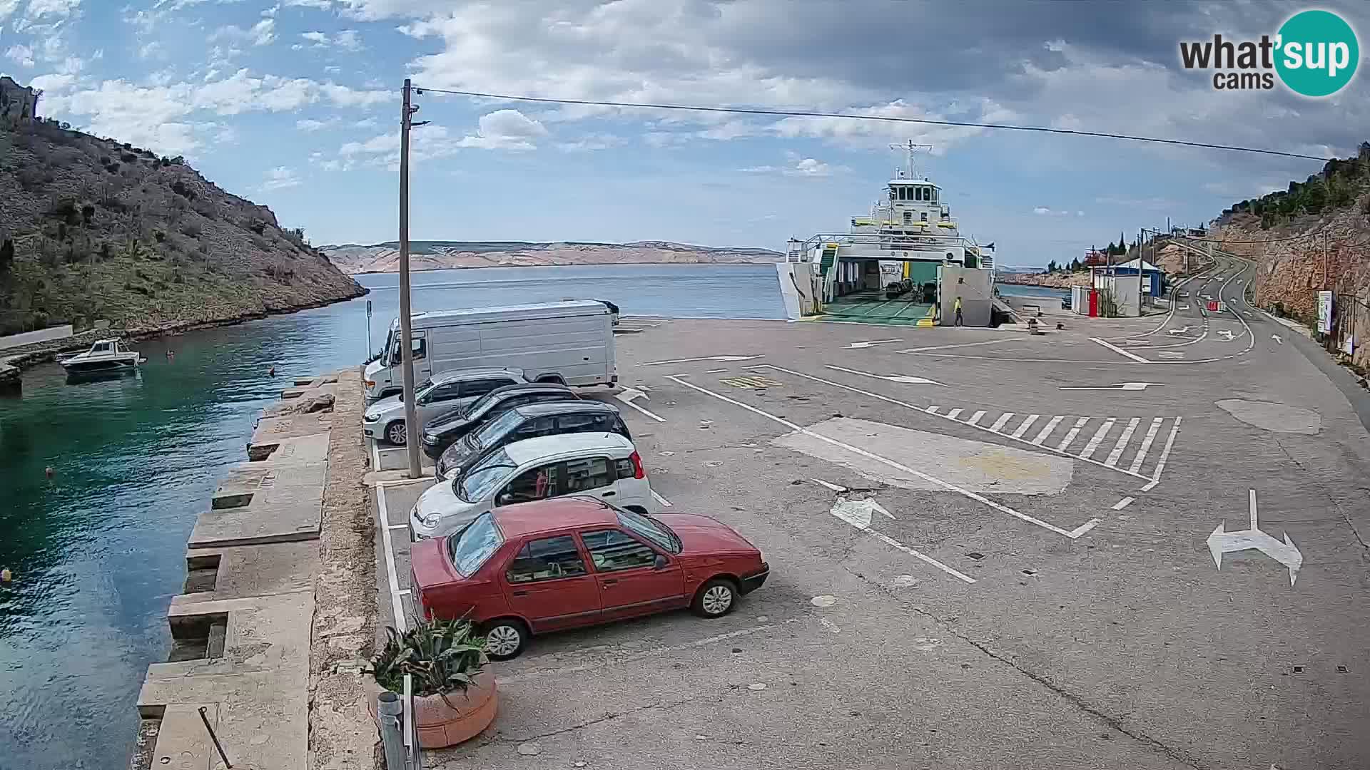 Webcam Prizna ferry port to Pag island