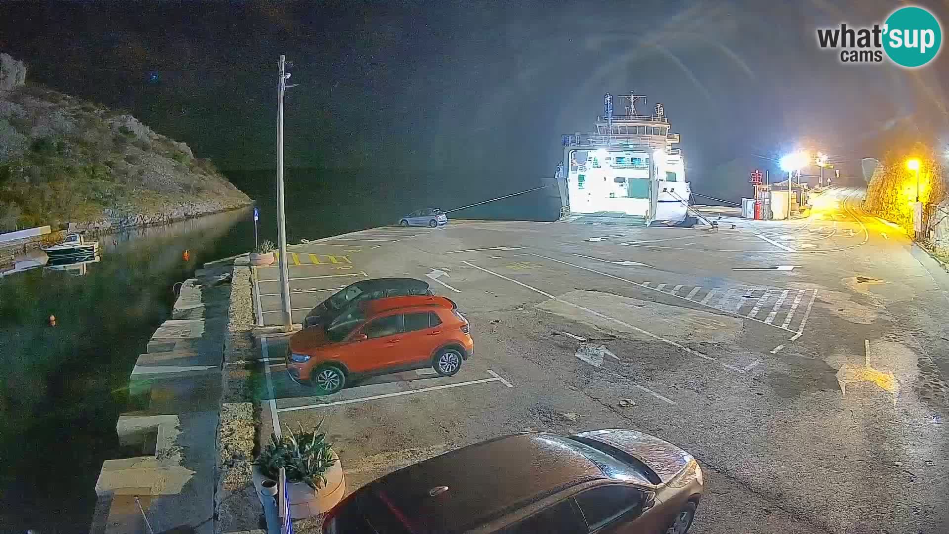 Web kamera trajektna luka Prizna – prema otoku Pag