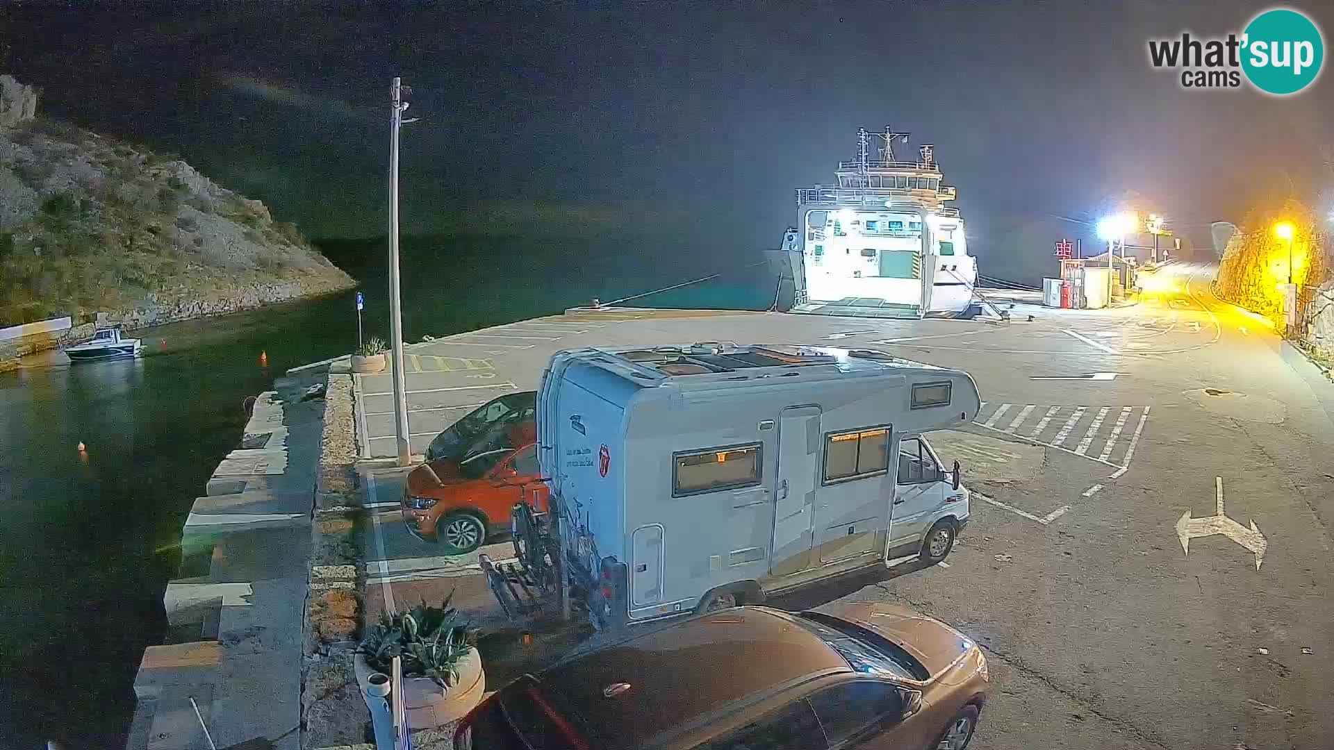 Web kamera trajektna luka Prizna – prema otoku Pag