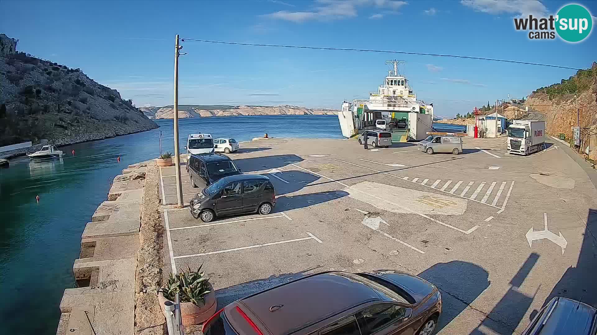 Webcam port de ferry de Prizna – vers l’île de Pag
