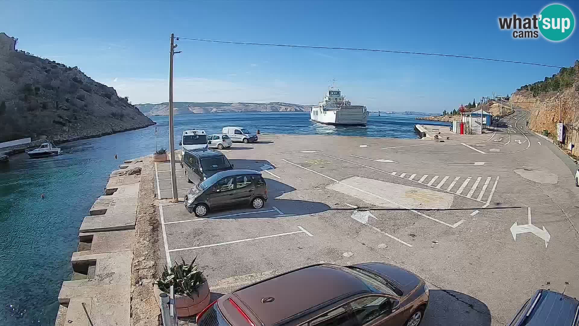 Webcam Fährhafen Prizna – zur Insel Pag