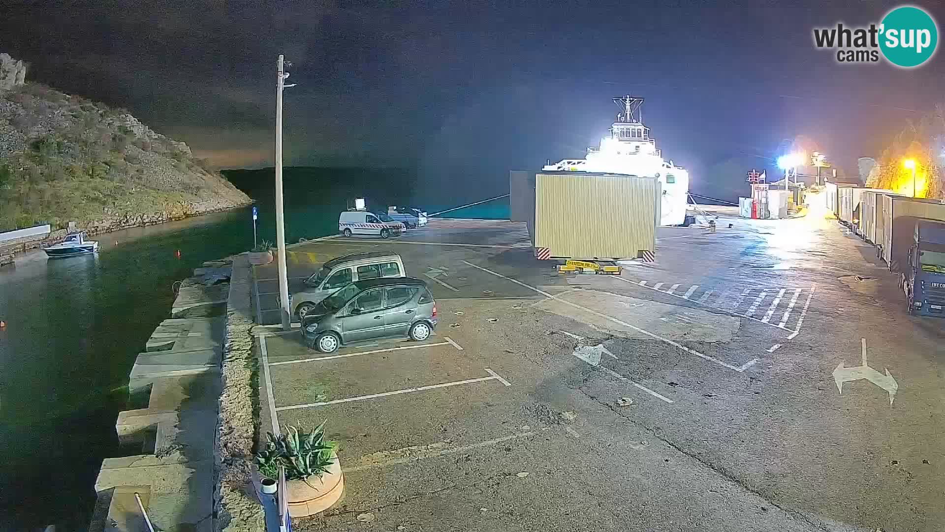 Webcam del puerto de ferris de Prizna – hacia la isla de Pag