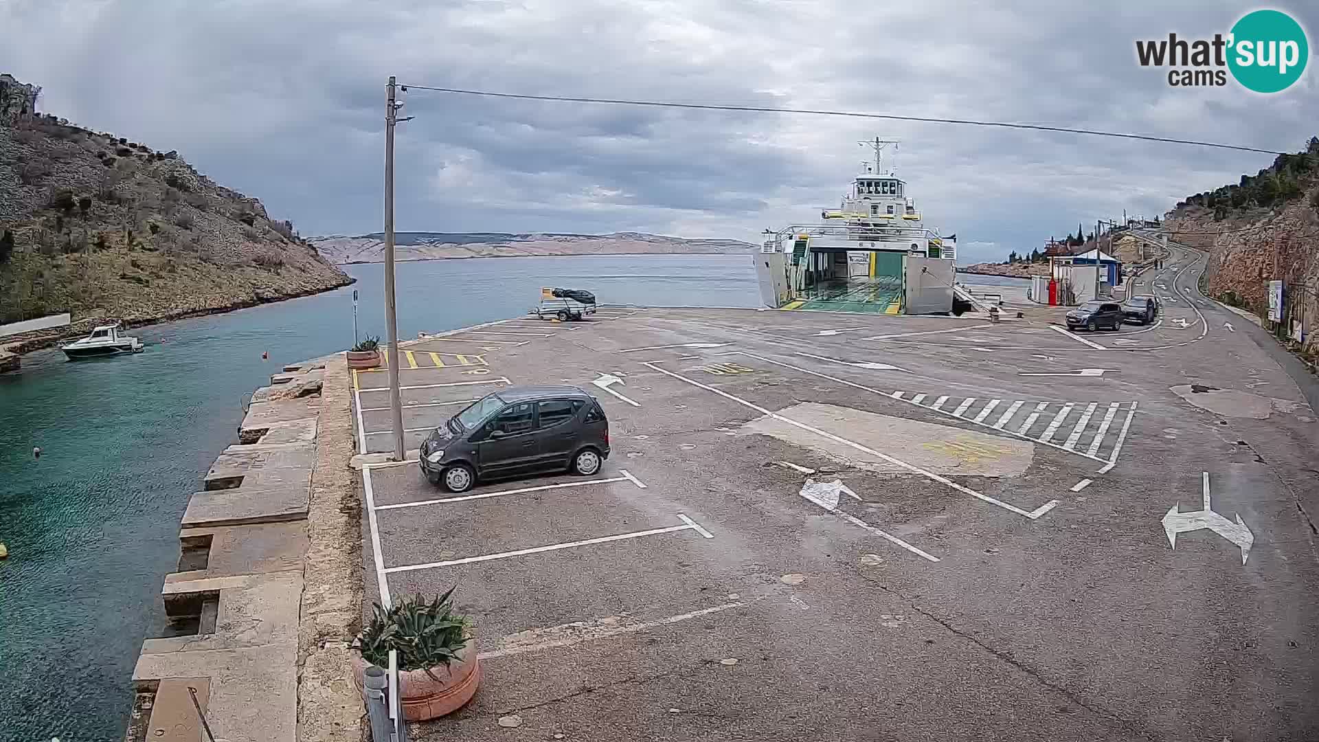 Webcam port de ferry de Prizna – vers l’île de Pag