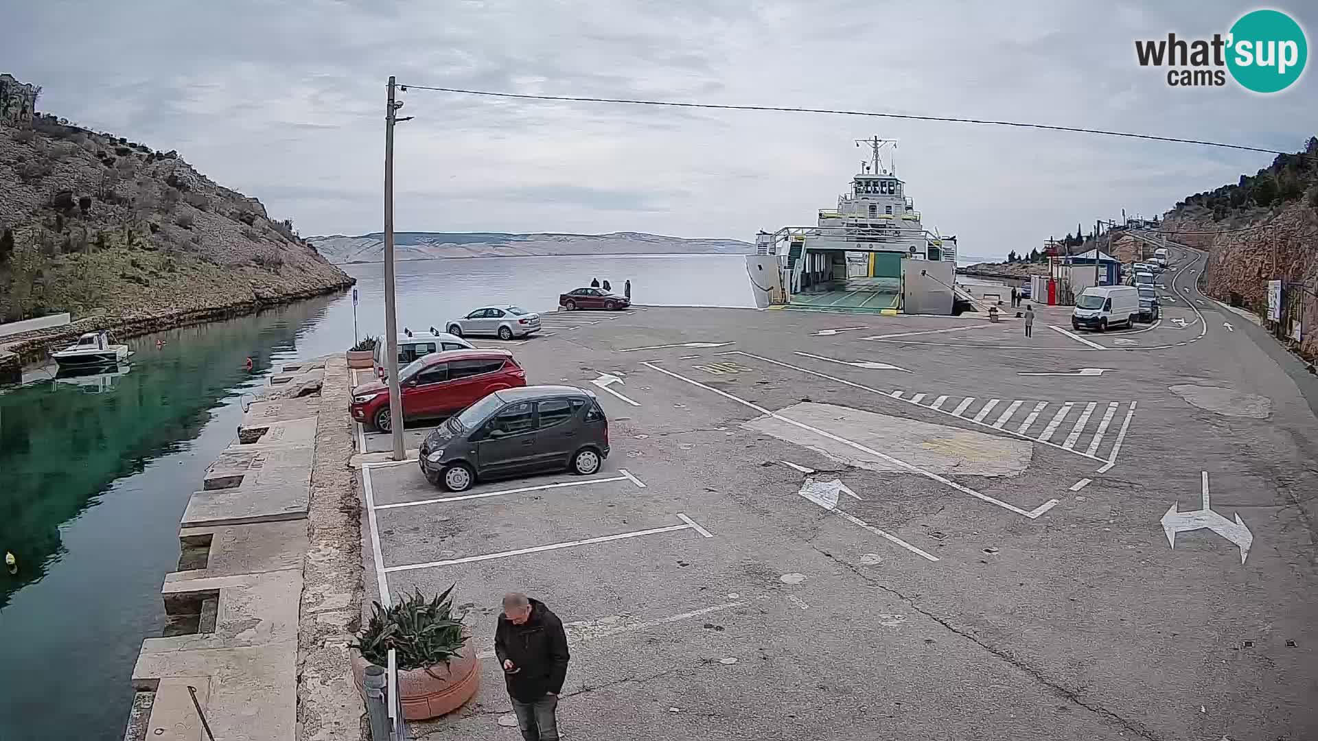 Webcam port de ferry de Prizna – vers l’île de Pag