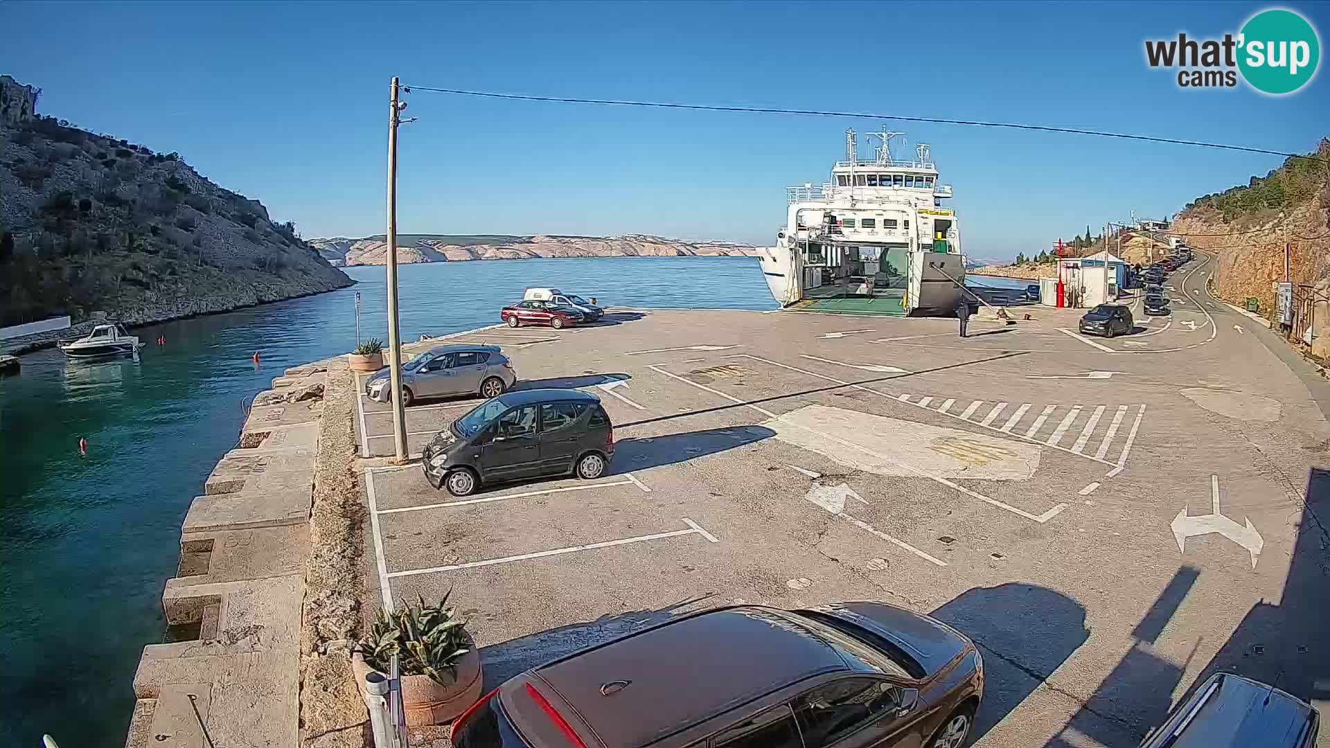 Webcam port de ferry de Prizna – vers l’île de Pag
