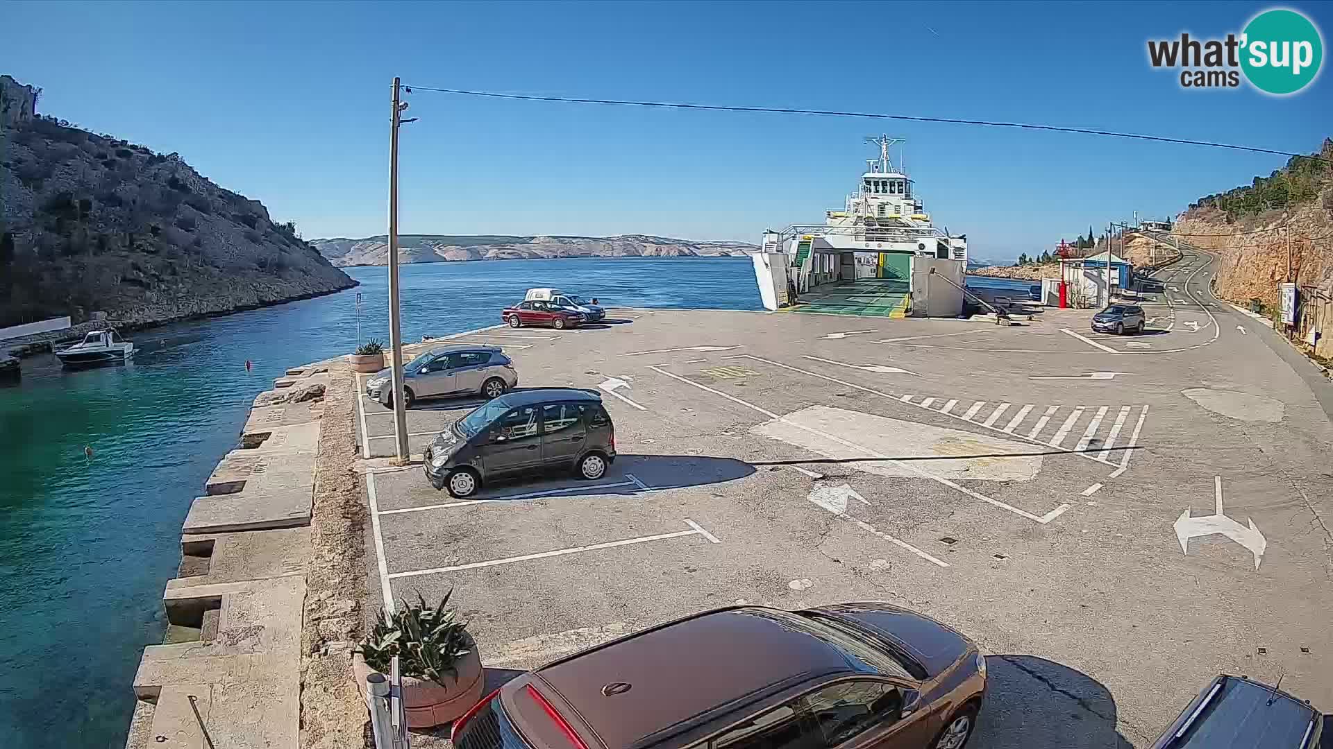 Webcam port de ferry de Prizna – vers l’île de Pag