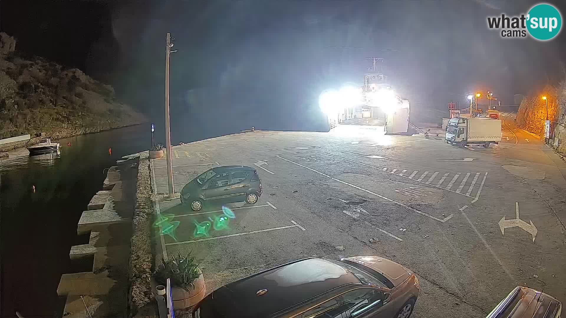 Webcam del puerto de ferris de Prizna – hacia la isla de Pag