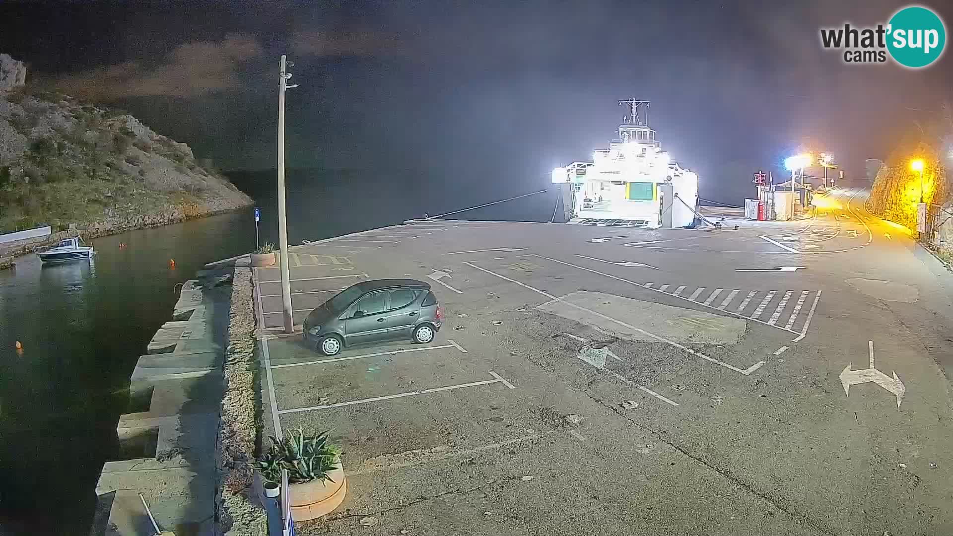 Webcam del puerto de ferris de Prizna – hacia la isla de Pag