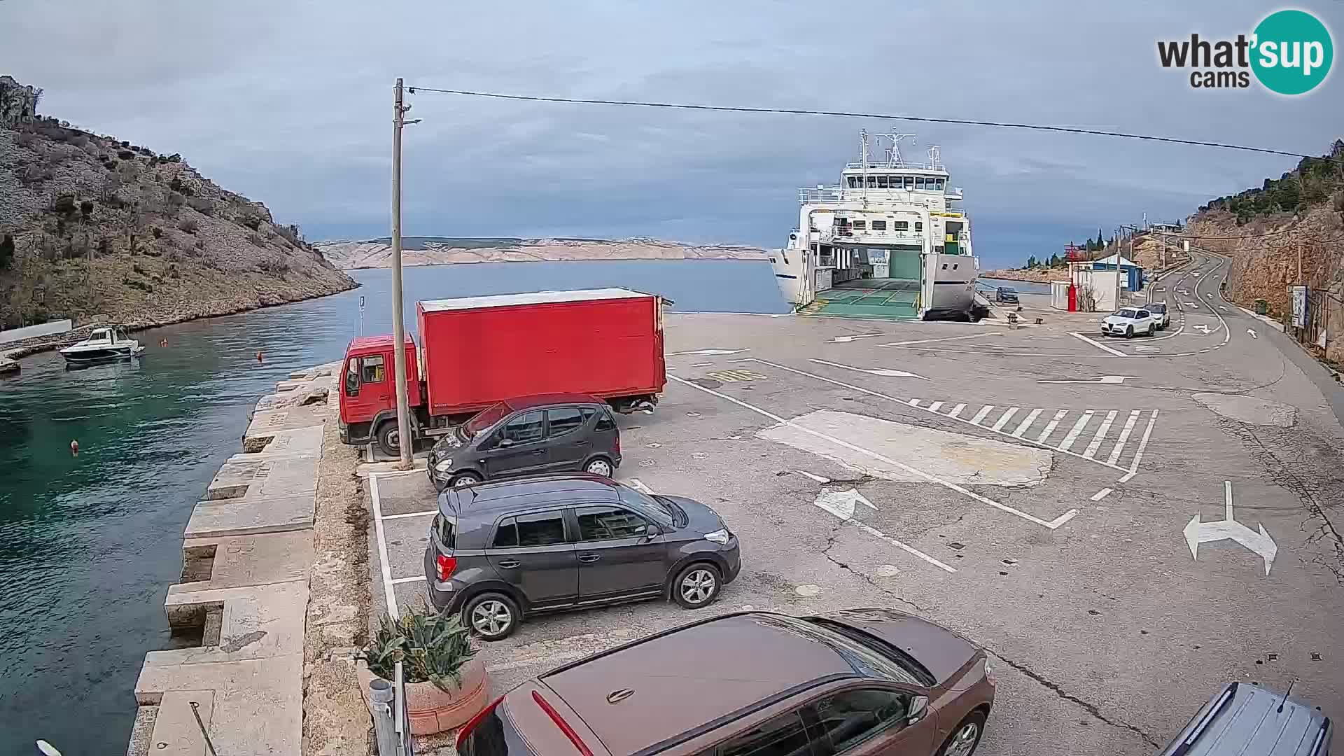 Webcam Fährhafen Prizna – zur Insel Pag