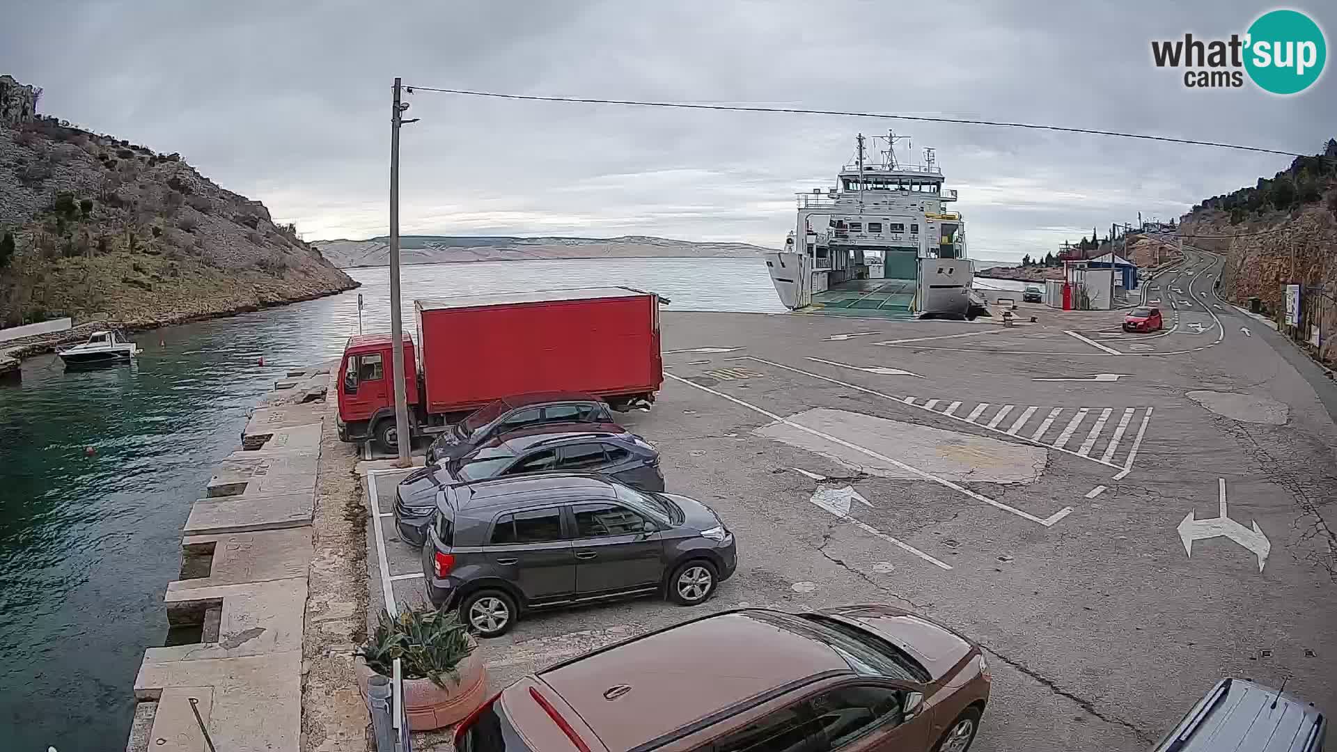Webcam port de ferry de Prizna – vers l’île de Pag