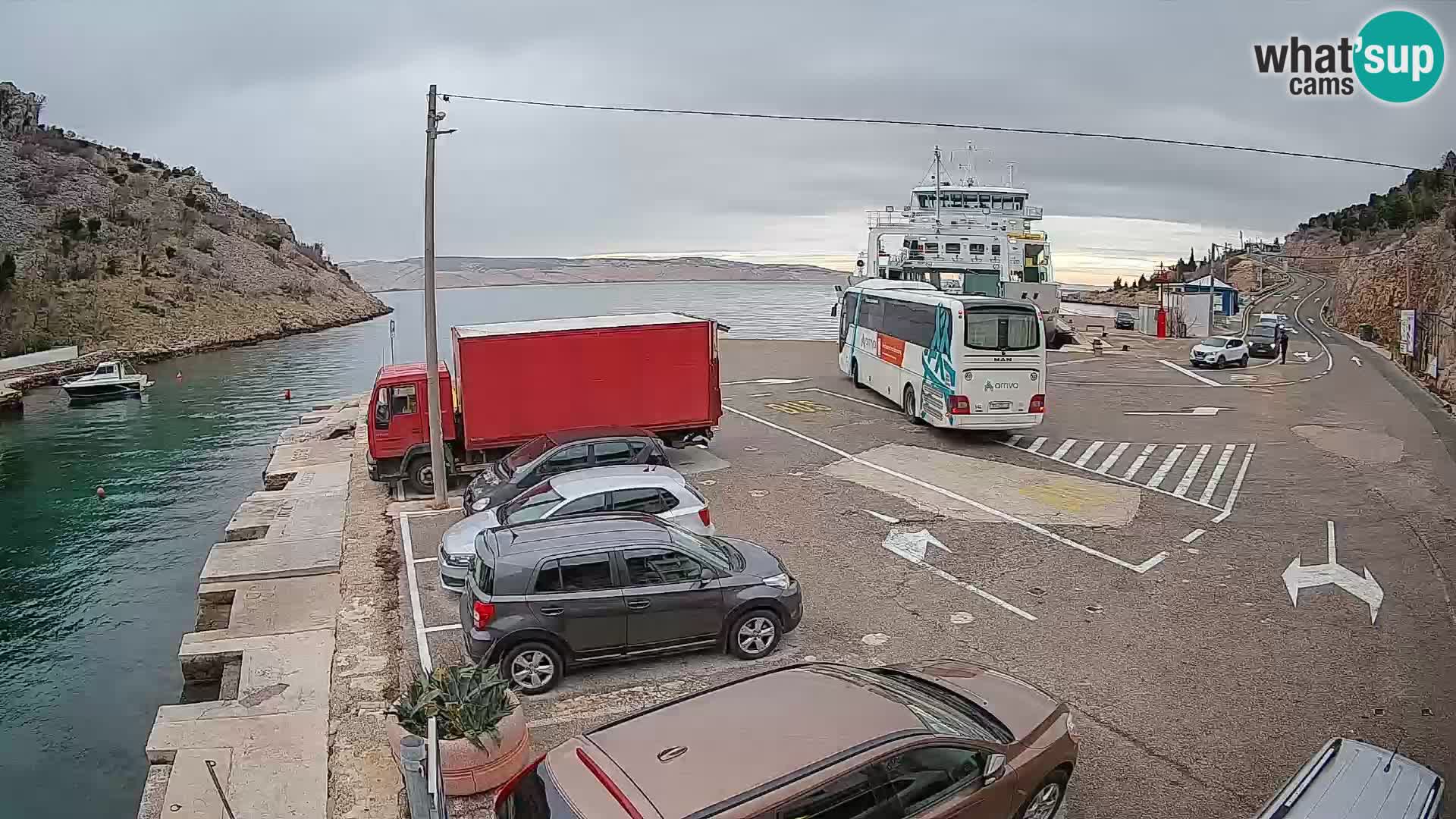 Webcam port de ferry de Prizna – vers l’île de Pag