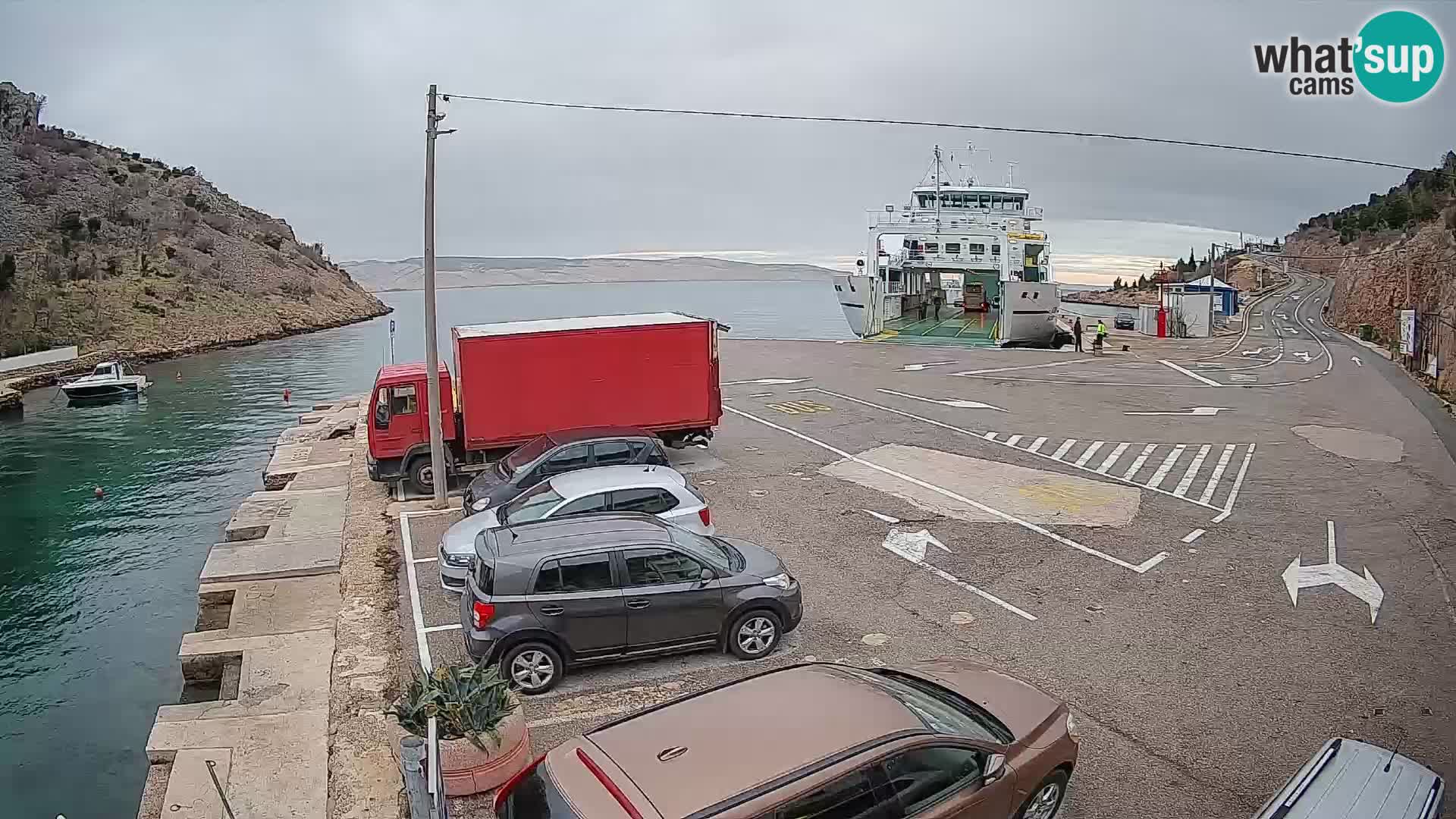 Webcam port de ferry de Prizna – vers l’île de Pag