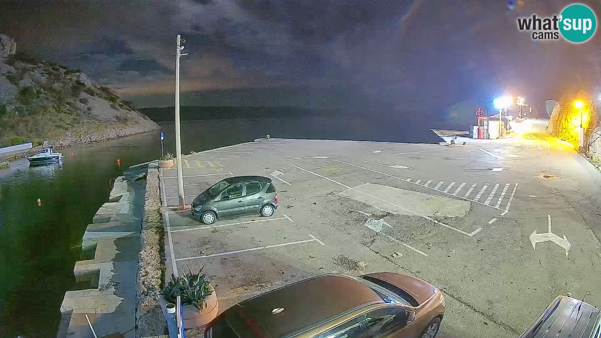 Webcam del puerto de ferris de Prizna – hacia la isla de Pag