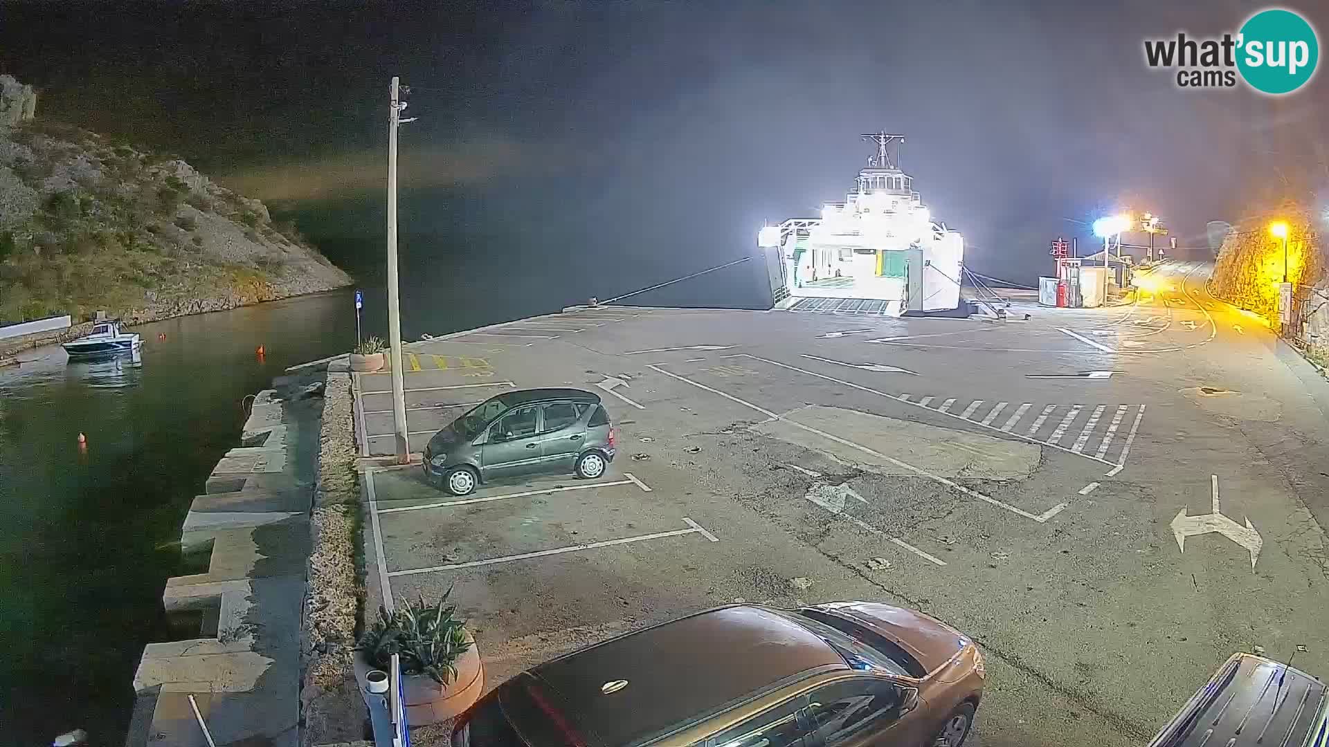 Webcam del puerto de ferris de Prizna – hacia la isla de Pag