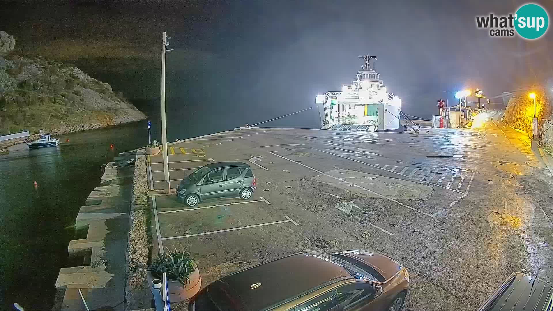 Webcam del puerto de ferris de Prizna – hacia la isla de Pag