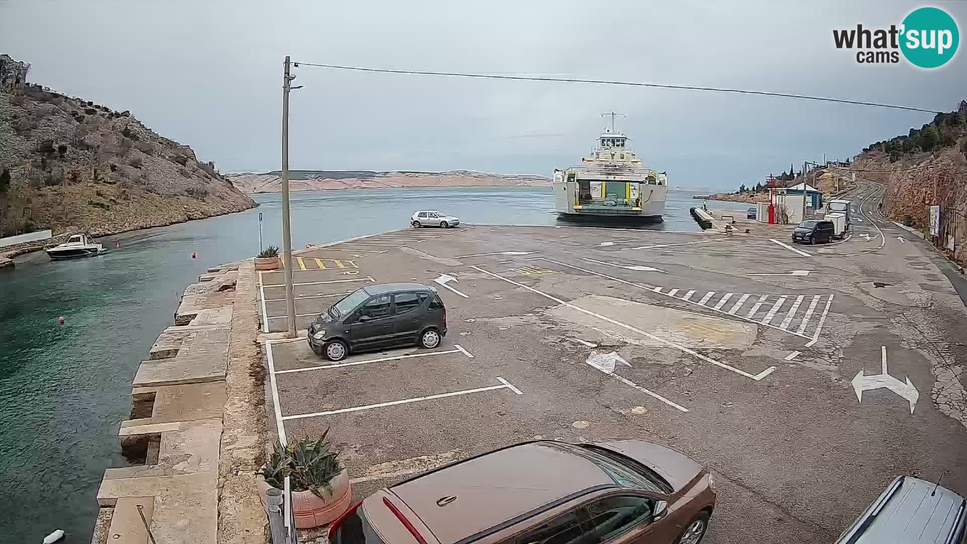 Webcam port de ferry de Prizna – vers l’île de Pag