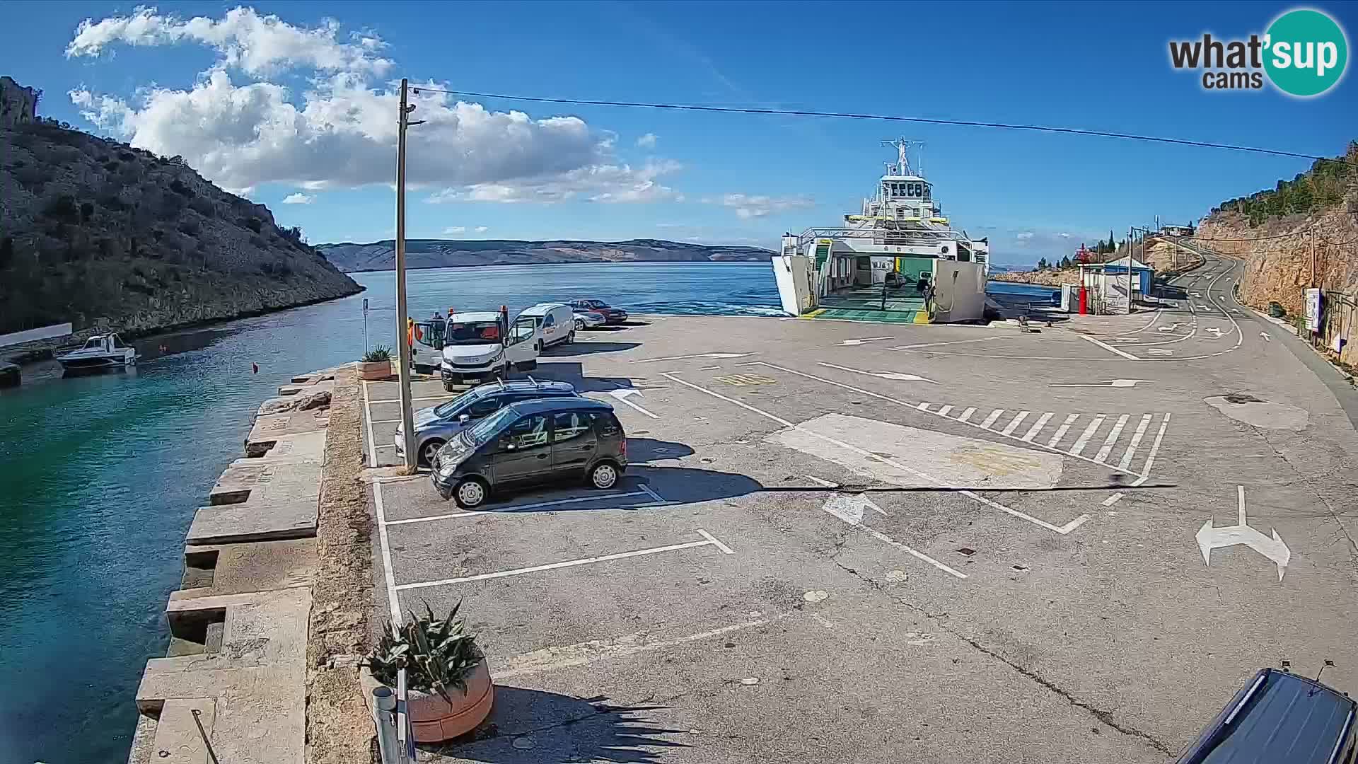 Webcam Fährhafen Prizna – zur Insel Pag
