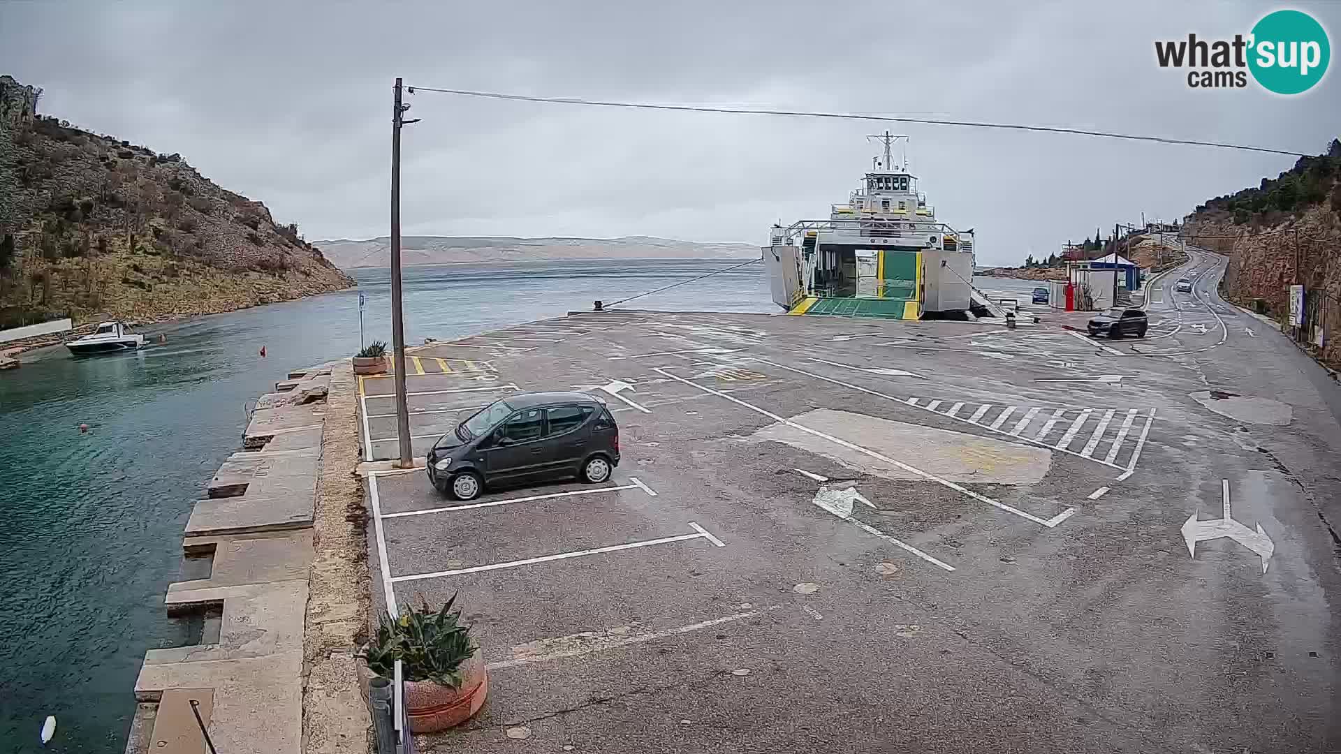 Webcam port de ferry de Prizna – vers l’île de Pag