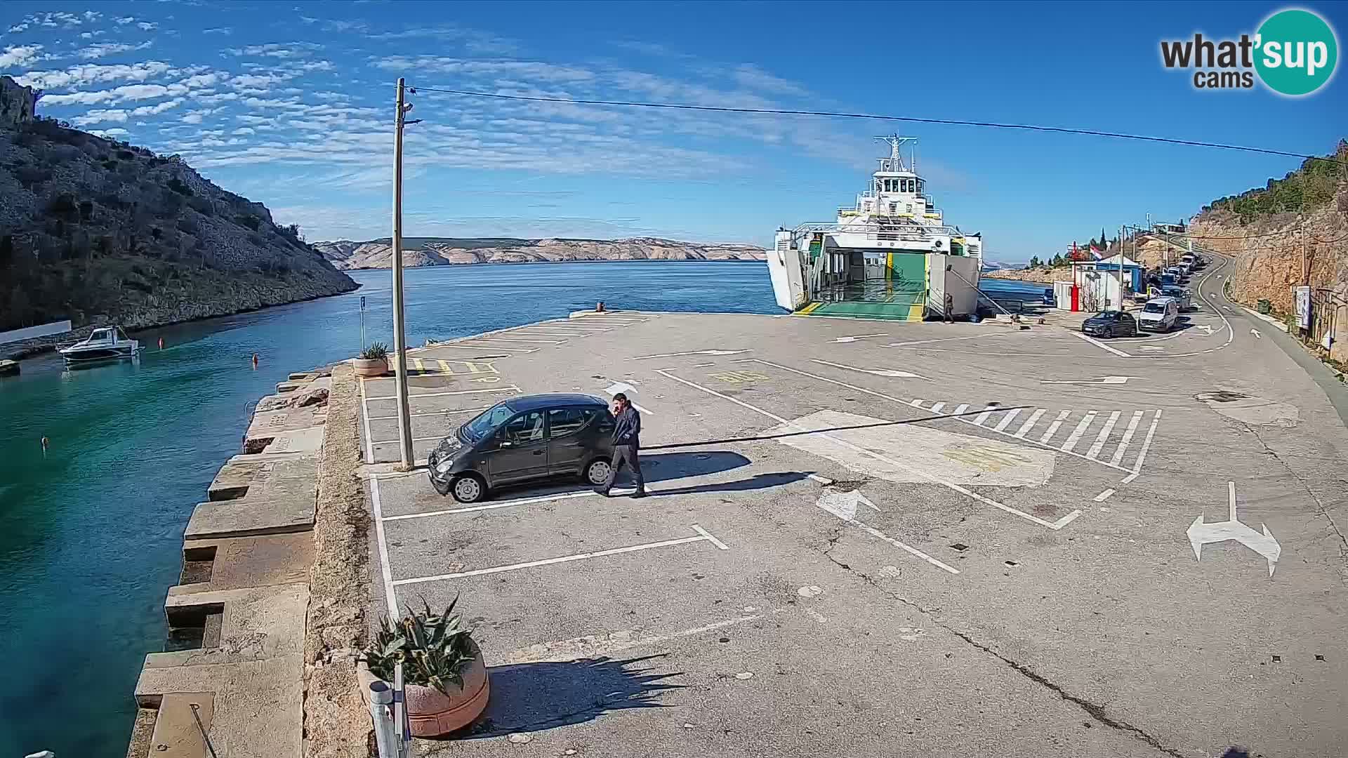 Webcam port de ferry de Prizna – vers l’île de Pag