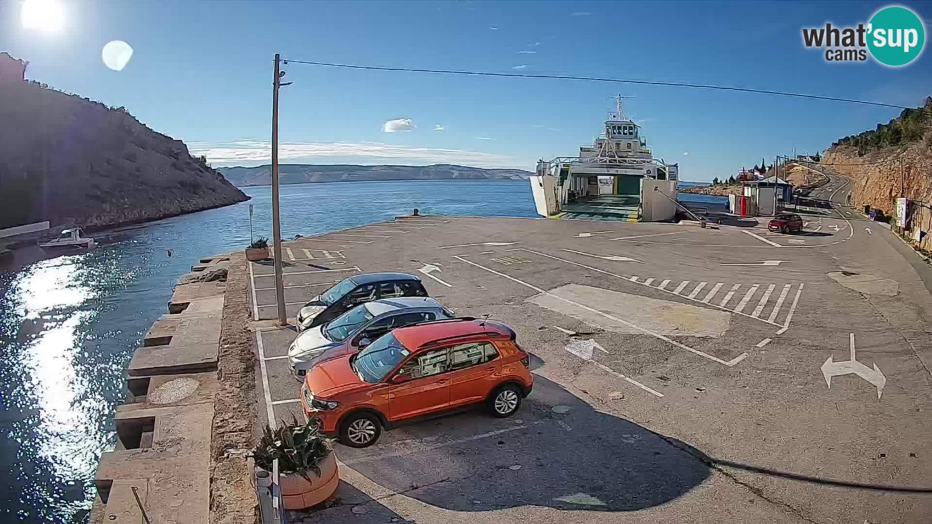 Webcam port de ferry de Prizna – vers l’île de Pag