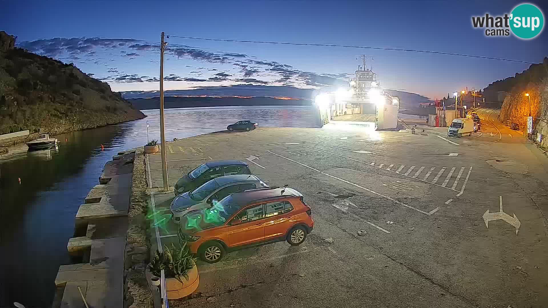 Webcam port de ferry de Prizna – vers l’île de Pag