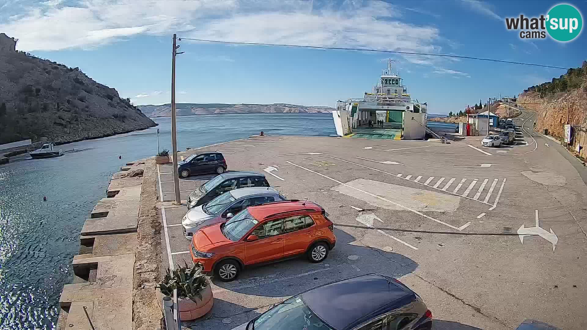 Webcam port de ferry de Prizna – vers l’île de Pag