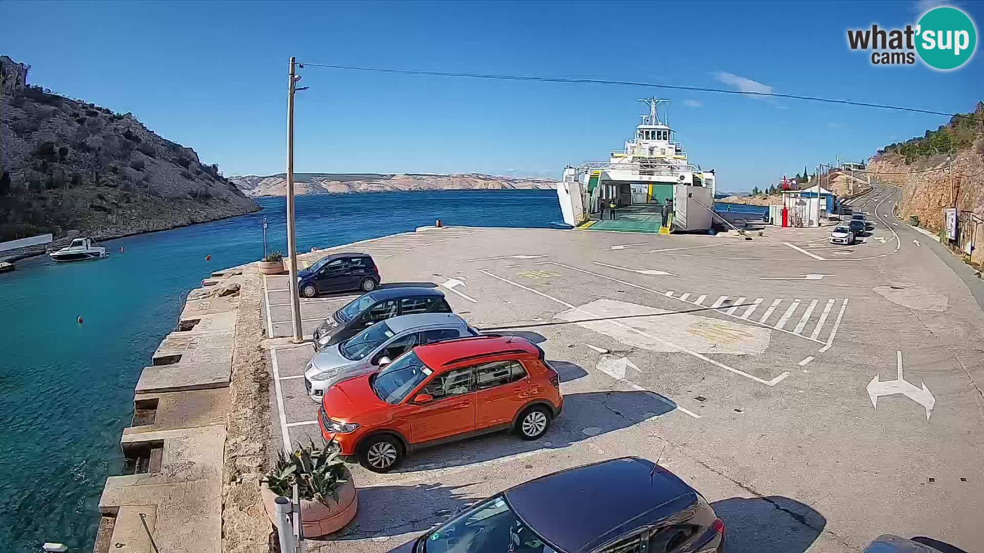 Webcam Fährhafen Prizna – zur Insel Pag