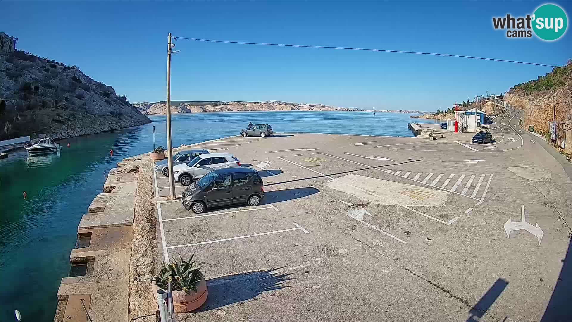 Webcam port de ferry de Prizna – vers l’île de Pag