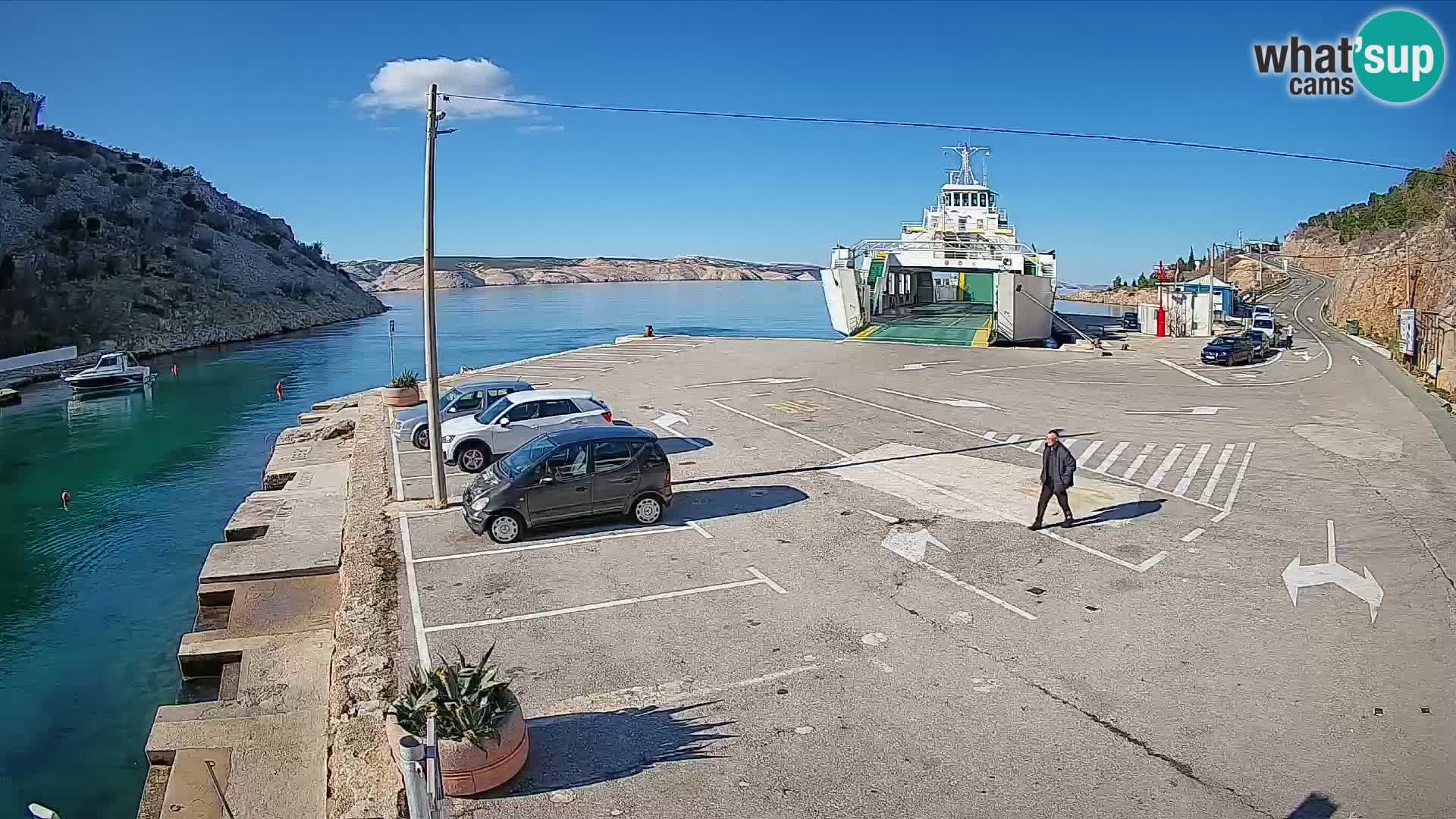 Webcam Fährhafen Prizna – zur Insel Pag