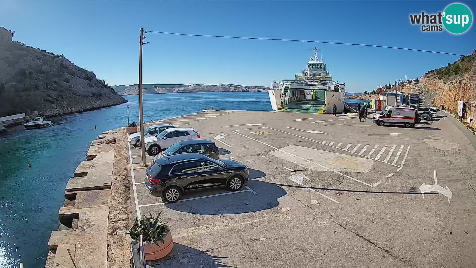 Webcam Fährhafen Prizna – zur Insel Pag