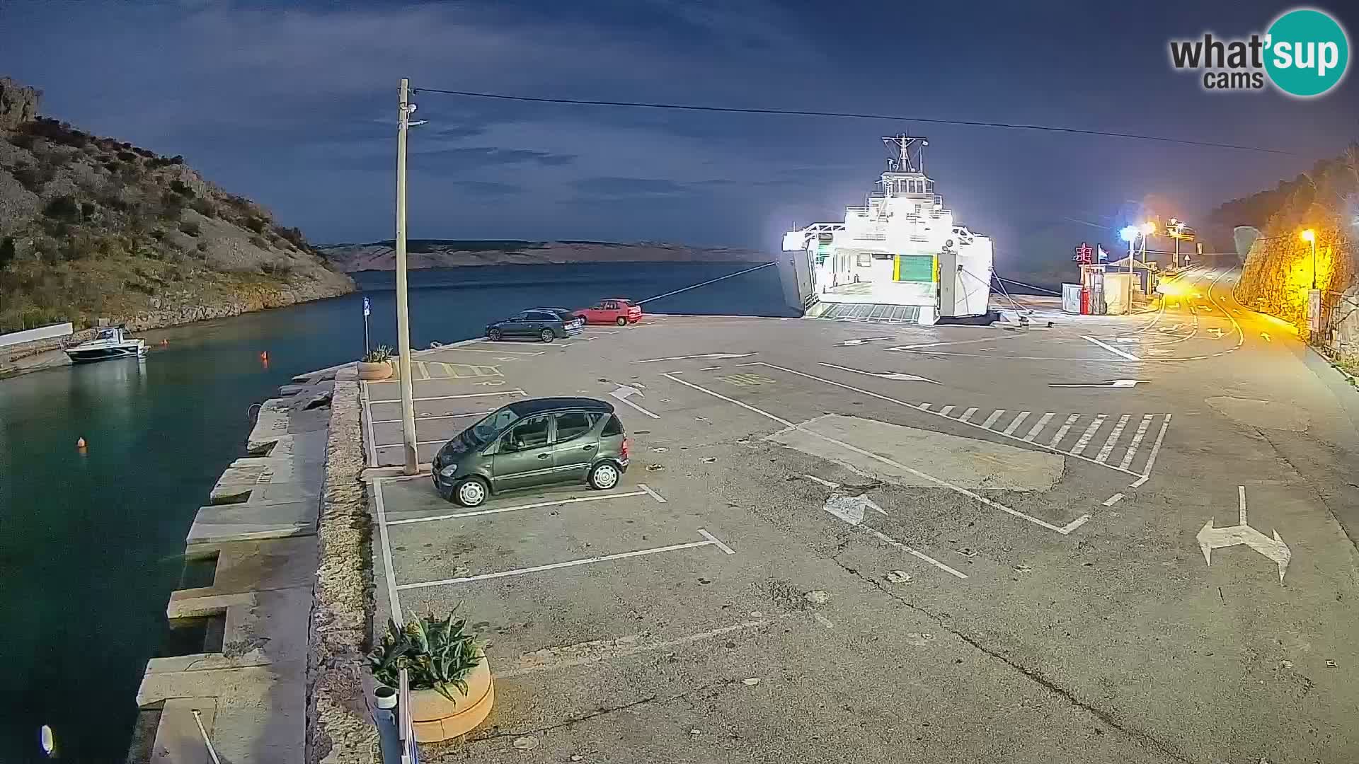 Webcam port de ferry de Prizna – vers l’île de Pag