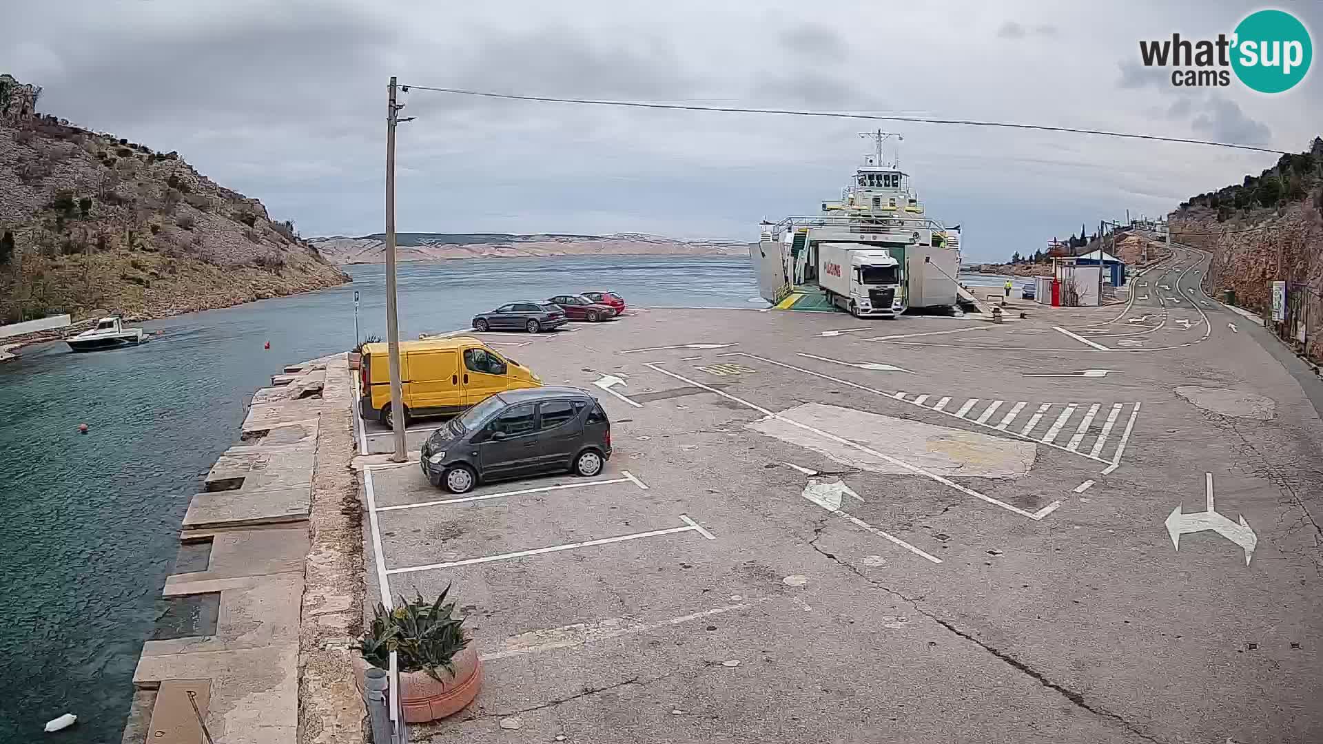 Webcam port de ferry de Prizna – vers l’île de Pag